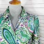ZARA  Paisley Satin Button Up Blouse White Multi Small Photo 4