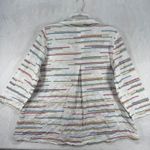 Habitat  Button Down Shirt Colorful Stripe 3/4‎ Sleeve Pockets White L Photo 6