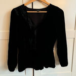 J.Crew  Velvet long sleeve shirt peplum style black size 8 holiday chic elegant Photo 0