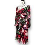 Tahari  ASL 12 Black Red Floral Chiffon Mini Dress Cocktail Party Festival NWT Photo 3