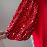 Vine & Love  new with tags red blouse with sequin sleeves size M  holiday Photo 5