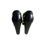 Michael Kors Black Gold Leather Platform Zip Heels Size 7 Photo 1