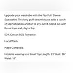 CQ by CQ NWOT Fay Puff Sleeve Sweatshirt Photo 4