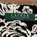 Ralph Lauren Lauren  Floral 3/4 Sleeve Ruched Midi Dress Black White Size 10 Photo 8