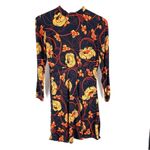 ZARA  70s High Neck Zip Long Sleeve Printed Flounce Tunic Short Stretch Dress Photo 3