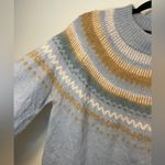 J.Crew Fair Isle Oversized Sweater-XS French blue, brown, cream alpaca wool Photo 6