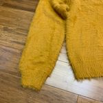 FOR THEE Mustard Yellow Fuzzy Knit Button Up Cardigan Sweater Womens Size XS Photo 2