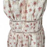 Lulus  Floral Smocked Mini Dress Women's Large White Pink Casual Summer NWT Photo 2