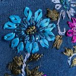 Vintage 90s Embroidered Cardigan Sweater Dark Blue Floral Short Sleeve Knit 10 Photo 8