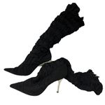 Wild Rose  Black Stretch Lycra Quilted Knit Sock Mirrored Stiletto Boots Women 11 Photo 7