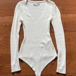 Abercrombie & Fitch Ribbed Sweater V-Neck Long Sleeve Bodysuit Cream XS Photo 0