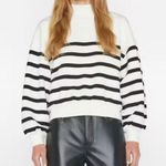 frame denim FRAME mock neck sweater balloon sleeve sweatshirt striped ribbed french terry Photo 6