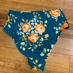 Cupshe  Bikini Bottoms Womens Large Teal Floral High Waisted Rose‎ Print Swimwear Photo 1