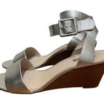 Louise et Cie Punya Metallic Sterling Leather Wedge Sandals Ankle Strap Women 11 Photo 0