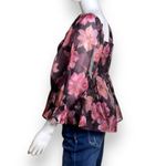 Boutique Empire Waist Babydoll Pink & Black Foral Crop Top Women’s XL Smocked Photo 3