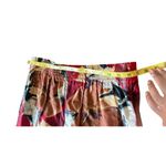 Benetton Floral Print Pant Sz 42 Elastic Waist 100% Cotton Made In Italy festive Red Photo 5