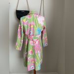 Skirtin’ Around Fully Lined Bright Floral Cotton Spring Coat, Size 10 Green Photo 4