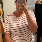 Loft  White & Pink Striped Top Photo 1