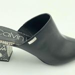 Calvin Klein Black and White Snake Print Mule Open Toe Heels Size 10 Photo 3
