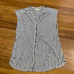 Max Studio Womens Striped Button Front Cap Sleeve Tunic Shirt Size Small White Photo 0