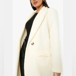 Boohoo  textured wool look long coat cream NWT size 4‎ us uk 8 Photo 1