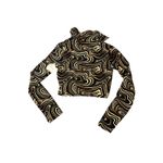 Self Esteem NWT  Size‎ Medium 70s Ripple Brown wavy long sleeve crop top retro Photo 2