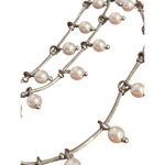 Anne Klein  Silver Tone Layered Necklace Faux Pearl Dangles Signed Adj 15" + 3" Photo 1