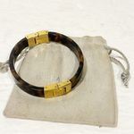 Michael Kors Michael Kors Simulated Tortoise Gold Tone Hinged Bangle Bracelet Photo 0