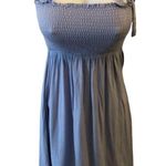 Lulus LULU’S Looking Up Light Blue Chambray Smocked Tie-Strap Midi Dress Size XS Photo 1