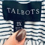 Talbots Pull On Striped Crop Pants Size 2X White Grey Classic Nautical Office Photo 5
