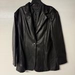 JLUXLABEL Faux Jacket Blazer Women L Black One Button Moto Oversized Collared Photo 0