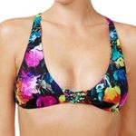 Bar III Poises Dark Floral Print Strappy Unlined Bikini Top Women’s Size Large Photo 0