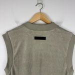 Fear of god  Essentials Women's Sage Green Velour Sleeveless Polo Sweatshirt Sz M Photo 9