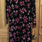 Ralph Lauren Lauren 3/4 Sleeve Pink Floral Black Jersey Dress Size Large Photo 0
