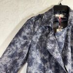 Solitaire NWT Medium Jacket Cardigan Blue Printed Faux Suede Moto Waterfall Cute Photo 1