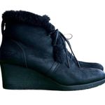 UGG  Jeovana Black Suede Waterproof‎ Ankle Wedge Booties Sz 9.5 Photo 0