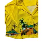 Forever 21 Yellow Tropical Palm Tree Button-Up Crop Shirt Size Medium Vaca Vibes Photo 1