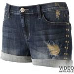 Rock & Republic  Bumbershoot Studded Distressed Cut Off Jean Shorts, 14 Photo 7