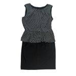 Enfocus Studio Ruffled Pencil Skirt Dress 12 Black White Sleeveless Mob Wife Photo 3