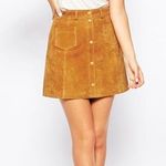 Monki Tobacco Suede Button A-Line 70s Skirt Size 6 Photo 0