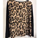 Isaac Mizrahi NY Size XL Leopard Print Black Stretchy Long Sleeve Crew Neck Photo 5