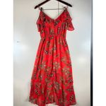 Eyeshadow  Red Floral Print Dress Ruffle Sleeve Summer Casual Size S Photo 12