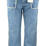 ZARA NEW  Women's Blue High Waisted Flower Button Wide Leg Denim Jeans Pants Sz 4 Photo 0