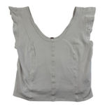 Free People White Ruffle Sleeve Tank Top XL cap Sleeve Knit Casual READ Photo 0