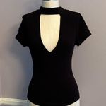 Bozzolo Black Choker Deep V front and back Sort Sleeve Bodysuit Cotton Blend Photo 0