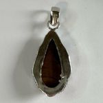 TIGER’S Eye Genuine Stone Pendant 925 Sterling Silver Plated Brown Photo 1