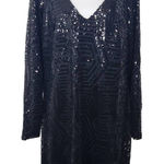 City Chic  Long Sleeve Black Sequin Sheath Dress Size XL NWT Sequin Formal Dress Photo 0
