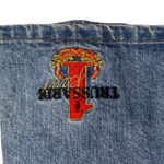 Trussardi Jeans Denim Mini Skirt Embroidered Logo Italy Vintage Size 26 Blue Photo 1