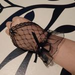 Gothic Delicate Black Lace Bow Gloves Cherubim Gentle Emo Arm Coverings, punk made Sleeves Photo 3