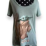 Star Wars  Womens Tee Sz S The Child Mandalorian Sage Green Baby Yoda NEW‎ Photo 0